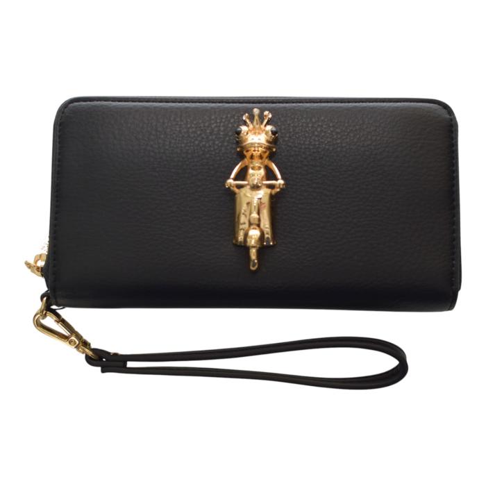 Love Moschino "FROG on bike" zip around gold logo-lettering wallet wristlet