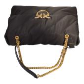 Pinko Love Extra Puff Maxi Quilt Black Nylon flap shoulder bag with chain strap