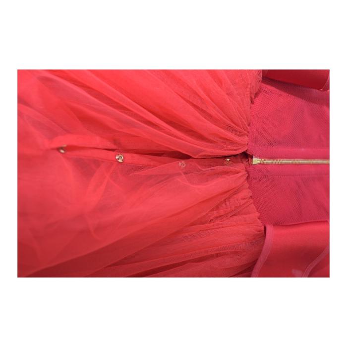 Dolce & Gabbana Red Tulle Bustier Midi Dress Red Carpet Eveneing Gown sz 40 retailed at around $5000