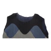Issey Miyake light pleated midi dress has asymmetrical sleeveless blue gray sz 2  