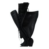 Saint Laurent Black Suede Lace up Knee High Boots Heels Shoes size 38,5