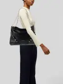 Givenchy Voyou Gold Chain Medium Black Grainy Leather Shoulder Tote Bag