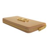 Salvatore Ferragamo Gancini leather wallet zip around gold logo-lettering NWB