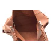 CALLISTA Loom Leather Shoulder Bag With Removable Zip Pouch In Peach 560euro