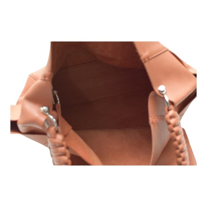CALLISTA Loom Leather Shoulder Bag With Removable Zip Pouch In Peach 560euro