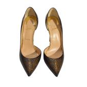 Christian Louboutin Galupump 100 Patent Leather Pumps in Black & Gold size 40