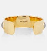 Saint Laurent Arty cabochon stone-embellished cuff gold-toned metal bracelet