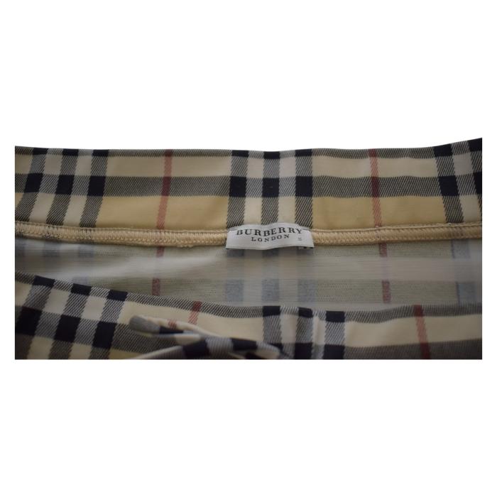 Burberry Classic Check Drawstring Knee Length Skirt Elastic Stretch Side Slit M