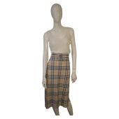 Burberry Classic Check Drawstring Knee Length Skirt Elastic Stretch Side Slit M