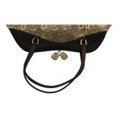 Prada Lizard & Brown Satin Top Handle Bag with Kiss Lock Closure Double Handles