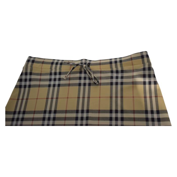 Burberry Classic Check Drawstring Knee Length Skirt Elastic Stretch Side Slit M