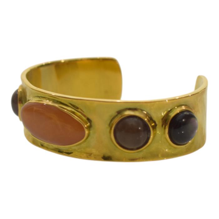 Saint Laurent Arty cabochon stone-embellished cuff gold-toned metal bracelet
