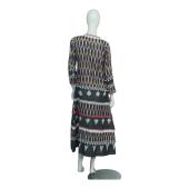 Gooshwa Multicolor Ethnic Print Maxi Kaftan Long Summer Cotton Dress size S, New