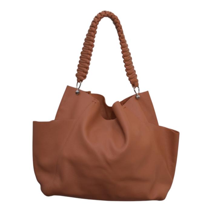 CALLISTA Loom Leather Shoulder Bag With Removable Zip Pouch In Peach 560euro