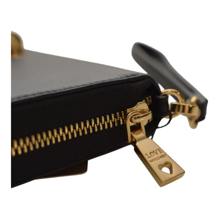 Love Moschino "FROG on bike" zip around gold logo-lettering wallet wristlet