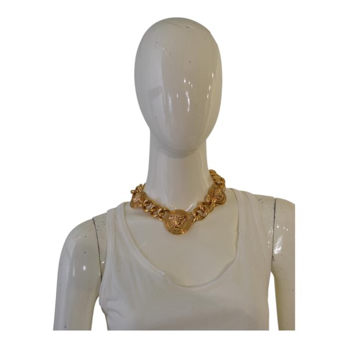 Versace Medusa gold chunky chain-link necklace 3 medallions retails at € 1.590/ $1,950