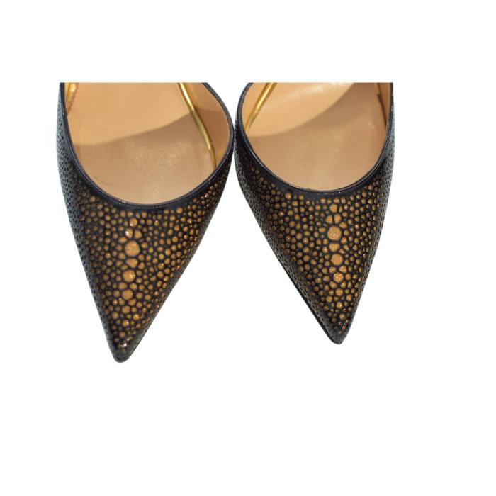Christian Louboutin Galupump 100 Patent Leather Pumps in Black & Gold size 40