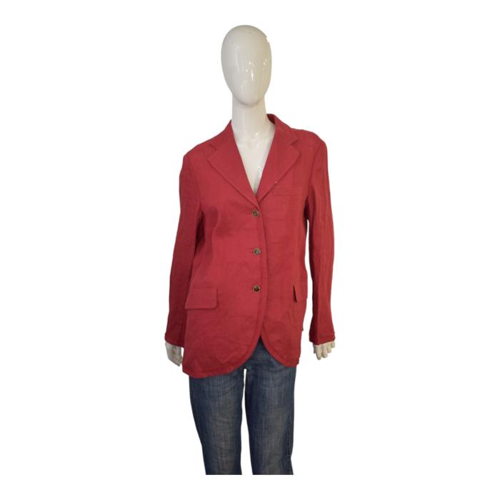 Misomber Nuan Red Lightweight Summer Collared Button Blazer Jacket size 3