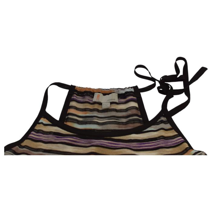 Missoni Multicolor Stripes Knit Fitted Cami Top Sleeveless Blouse size 44