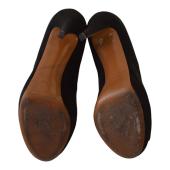 Gucci Black Suede Leather Mary Janes Peep toe Heel Platform Pumps sz 39,5 US 9,5