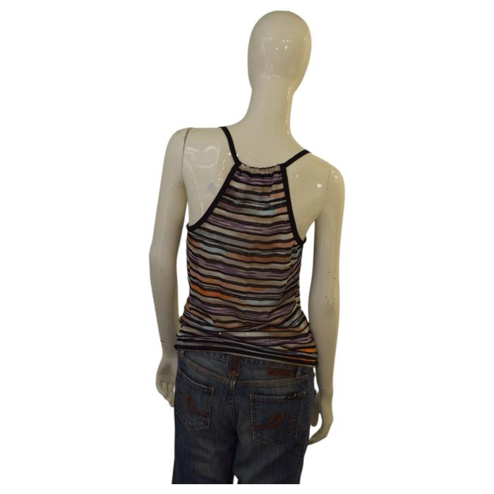 Missoni Multicolor Stripes Knit Fitted Cami Top Sleeveless Blouse size 44