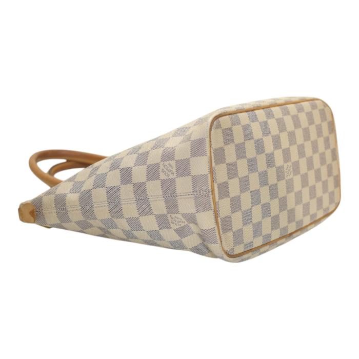 LOUIS VUITTON Damier Azur Canvas Saleya PM Tote Vintage Bag Vachetta leather