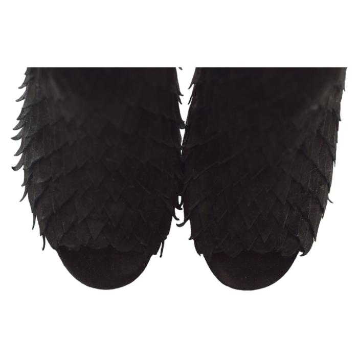 Christian Louboutin Black Suede Diplonana Open Toe Ankle Booties Size 37.5