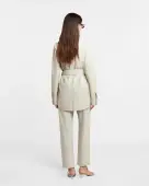 Nanushka creme Okobor™ Alt-Leather Shirt  slightly loose fit tie-front waist S B
