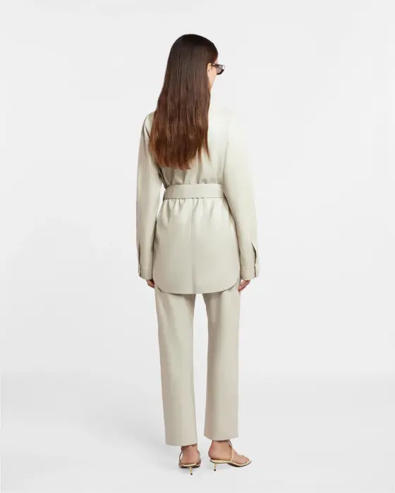 Nanushka creme Okobor™ Alt-Leather Shirt  slightly loose fit tie-front waist S B