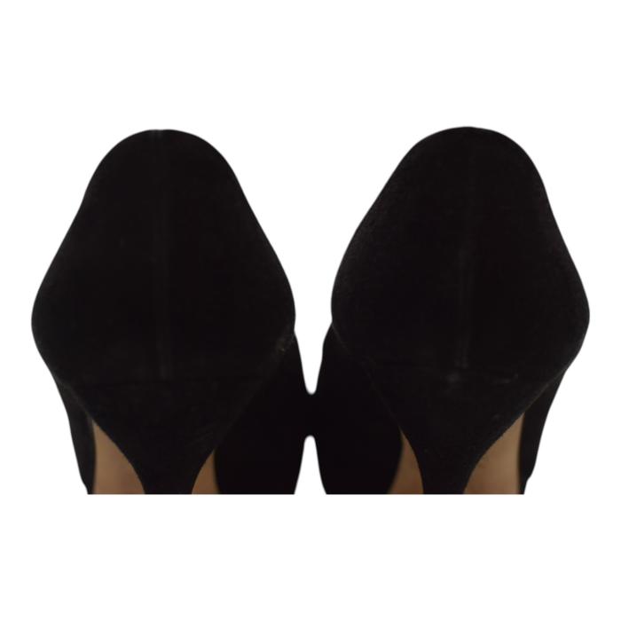 Gucci Black Suede Leather Almond Toe Classic Heel Platform Pumps size 39 US 9