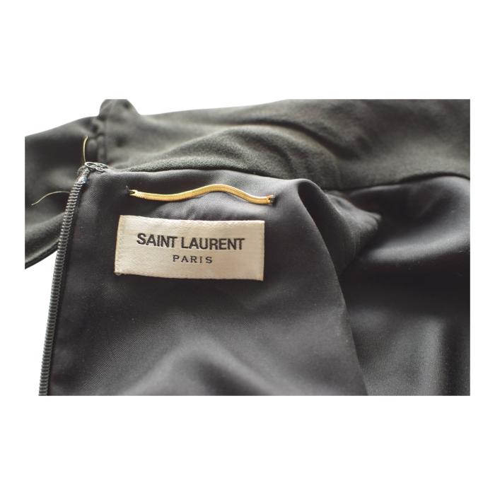 Saint Laurent Black Crepe Asymmetrical Mini Dress M Draped Tie-Neck Dress $3,195