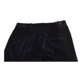 Saint Laurent Blue Black Velvet Velour Jacket & Pants Trousers Suit Set Fr 38