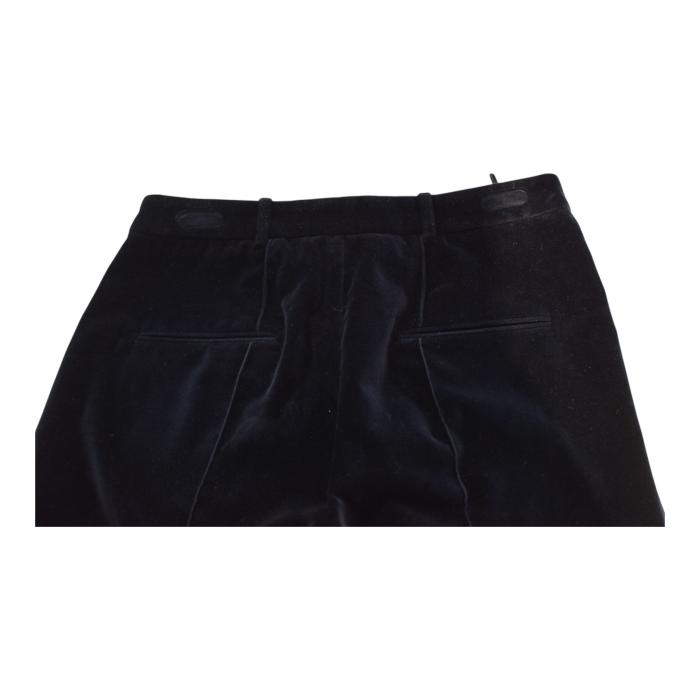 Saint Laurent Blue Black Velvet Velour Jacket & Pants Trousers Suit Set Fr 38