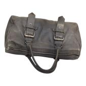 Longchamp Kate Moss Gray Pebbled Leather Zipper Top Satchel bag Handbag