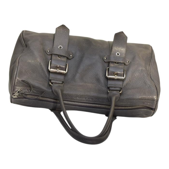 Longchamp Kate Moss Gray Pebbled Leather Zipper Top Satchel bag Handbag