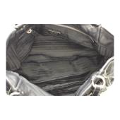 Prada Black Nappa Leather Double Front Flap Buckle Pockets Shoulder Bag