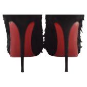 Christian Louboutin Black Suede Diplonana Open Toe Ankle Booties Size 37.5