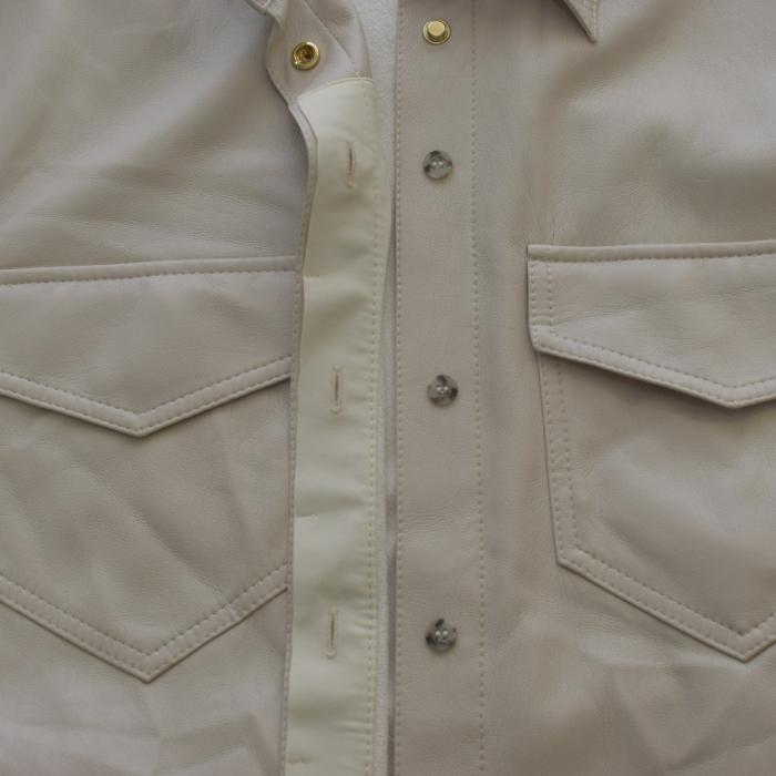 Nanushka creme Okobor™ Alt-Leather Shirt  slightly loose fit tie-front waist S B