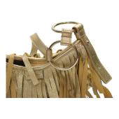Yves Saint Laurent Rive Gauche Gold Leather Fringe Hobo Boheme Shoulder Bag