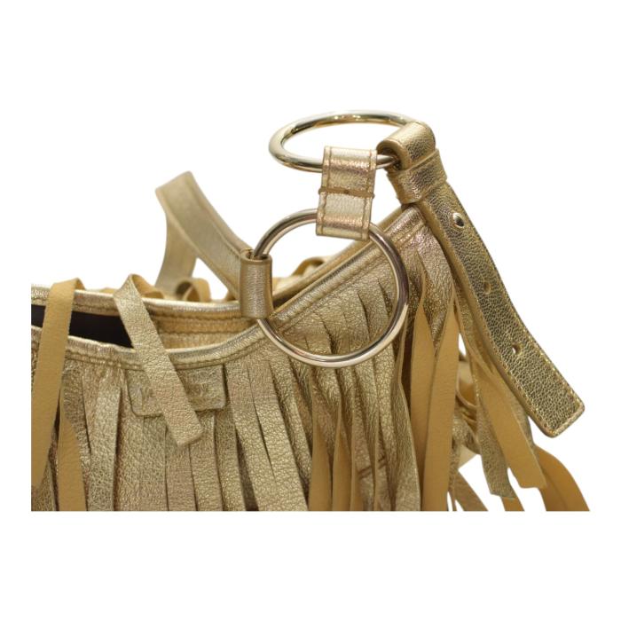Yves Saint Laurent Rive Gauche Gold Leather Fringe Hobo Boheme Shoulder Bag