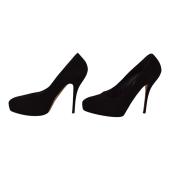 Gucci Black Suede Leather Almond Toe Classic Heel Platform Pumps size 39 US 9