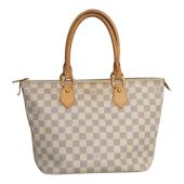 LOUIS VUITTON Damier Azur Canvas Saleya PM Tote Vintage Bag Vachetta leather
