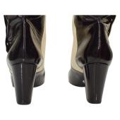 Chanel Black & White Monochrome Lambskin And Patent Leather Knee Boots Size 39.5 or 9.5 US