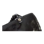 Roberta Gandolfi Black Patent Leather Beaded Top Handles Handbag Zipper Bag