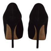 Gucci Black Suede Leather Almond Toe Classic Heel Platform Pumps size 39 US 9