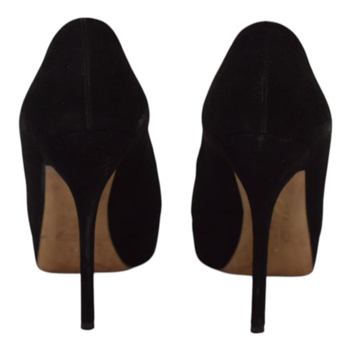 Gucci Black Suede Leather Almond Toe Classic Heel Platform Pumps size 39 US 9