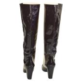 Chanel Black & White Monochrome Lambskin And Patent Leather Knee Boots Size 39.5 or 9.5 US