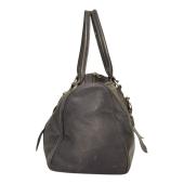 Longchamp Kate Moss Gray Pebbled Leather Zipper Top Satchel bag Handbag