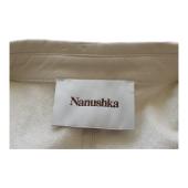 Nanushka creme Okobor™ Alt-Leather Shirt  slightly loose fit tie-front waist S B