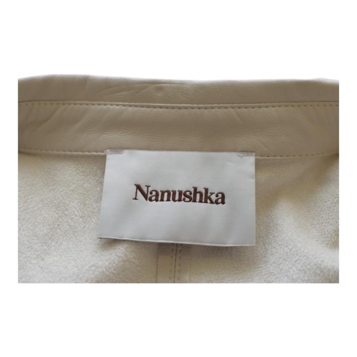 Nanushka creme Okobor™ Alt-Leather Shirt  slightly loose fit tie-front waist S B